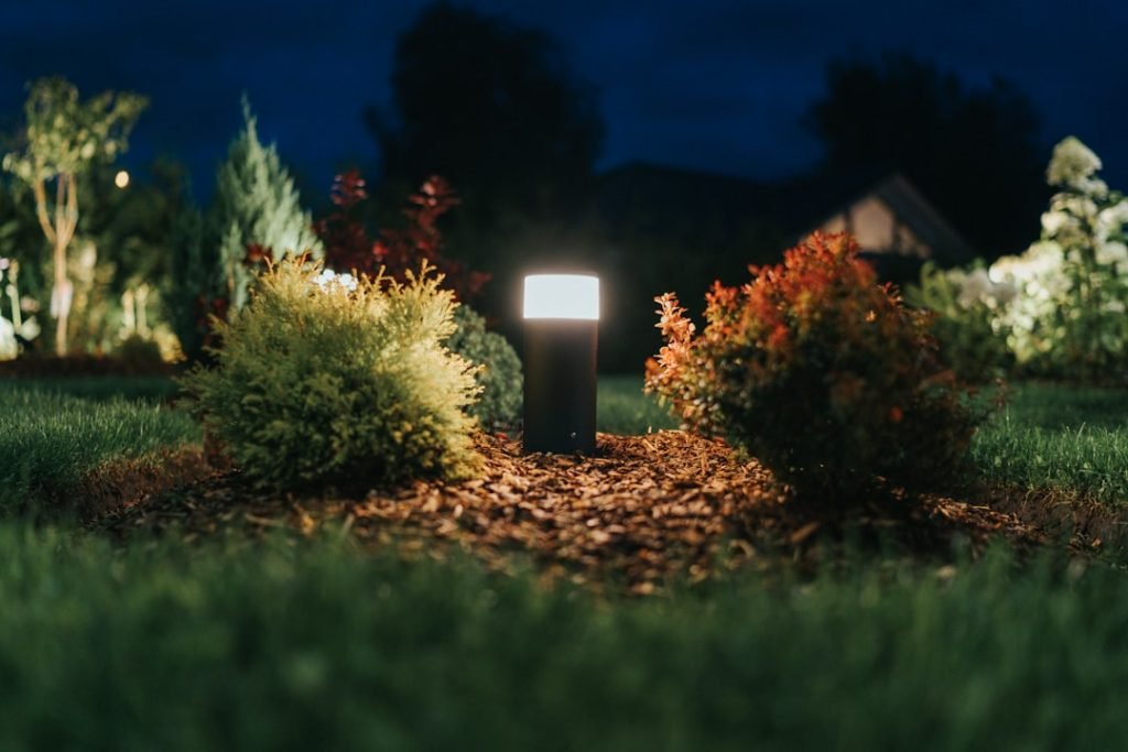 Hue light in the garden.