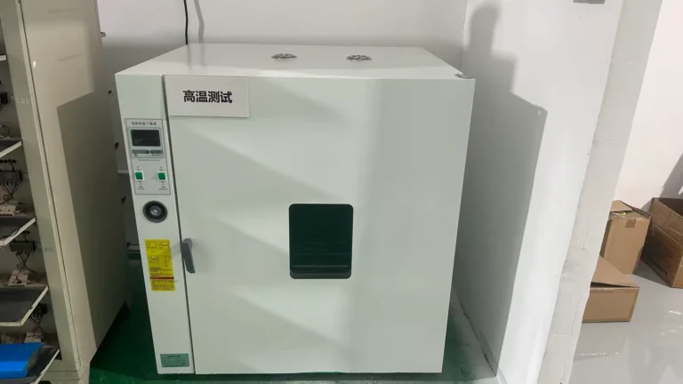 High-temperature environmental test chamber at Haven Deer facility, simulating extreme thermal conditions for solar inverters and lithium batteries