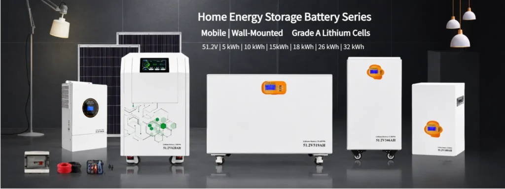 A row of neatly arranged industrial energy storage battery modules, featuring robust casings, positive and negative terminal connectors, and integrated cooling fins.