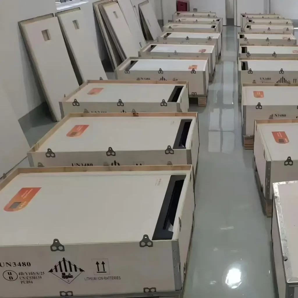 Export-standard secure pallet packaging and logistics preparation for Haven Deer high-capacity mobile LiFePO4 battery banks.