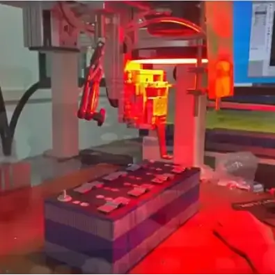 Automated 3000W precision laser welding machinery fusing busbars onto premium Grade A LiFePO4 battery cell arrays.
