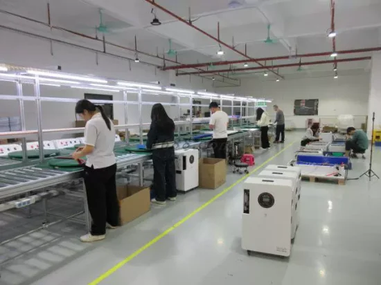 State-of-the-art production workshop of Haven Deer, showing the automated assembly line for solar inverters and lithium battery storage systems.