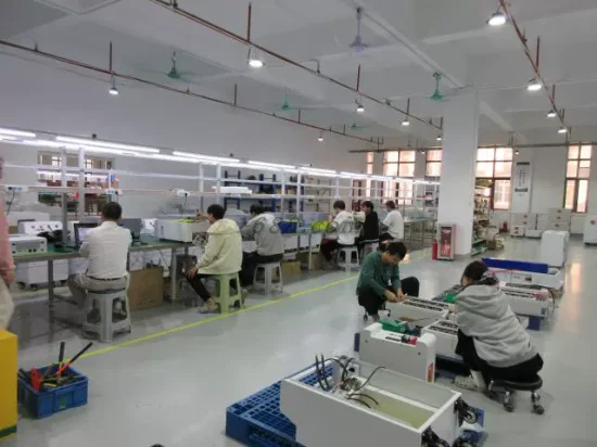 State-of-the-art production workshop of Haven Deer, showing the automated assembly line for solar inverters and lithium battery storage systems.