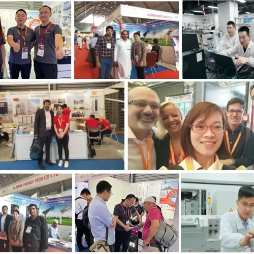 A composite image demonstrating Haven Deer's corporate strength: featuring R&D engineers developing and testing energy storage systems in the lab, alongside the sales team engaging with global B2B clients at an international trade show.