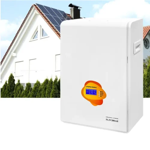 Wall-mounted Grade A LiFePO4 battery with 5kWh and 10kWh capacities designed for residential solar energy storage systems.
